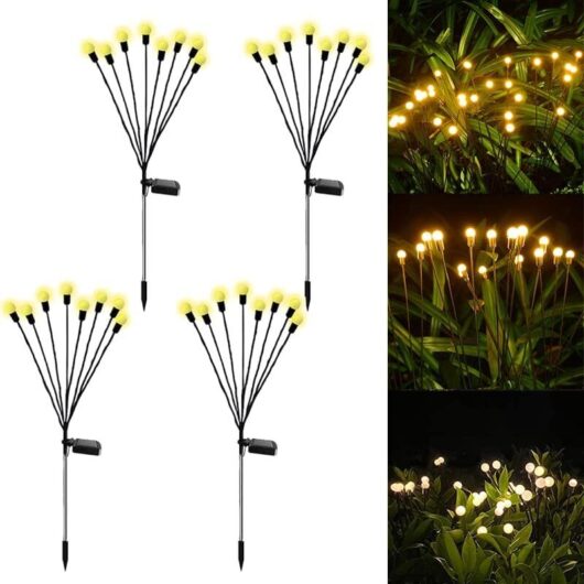 Pcs Decorative Solar Garden Lights, 8 led Outdoor Solar Firefly Lights, Solar Charging, Garden Decoration, Waterproof Lights for Patio, Lawn and