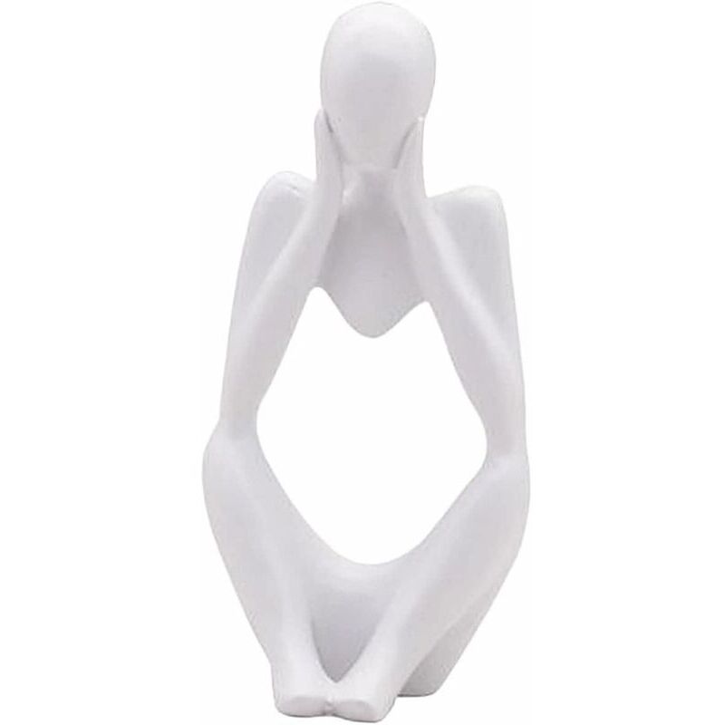 The Thinker Statue, Resin Thinker Abstract Sculpture Modern Character Statue Figurines Home Decor Office Desk Birthday Ornament Gifts White